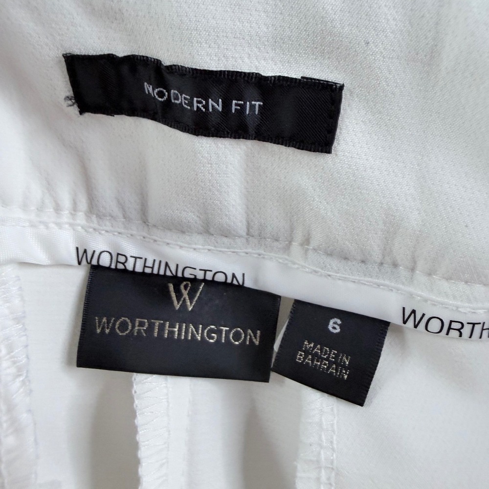 Womens 6 Worthington White Pants Wide Leg Crop Modern Fit Career Dressy New